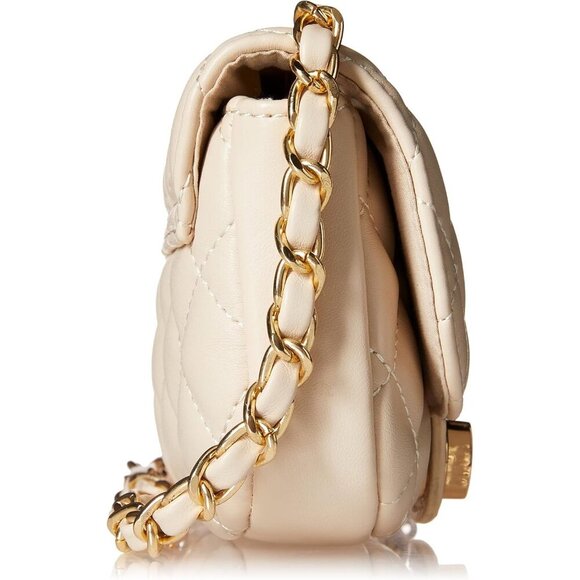 Women's Cream Polyester Willow Adjustable Strap With Chain Belt Crossbody Bag - Picture 3 of 6